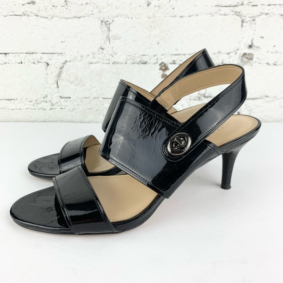 Coach Marla Black Patent Leather Ankle Strap Heel 7 - Picture 1 of 11